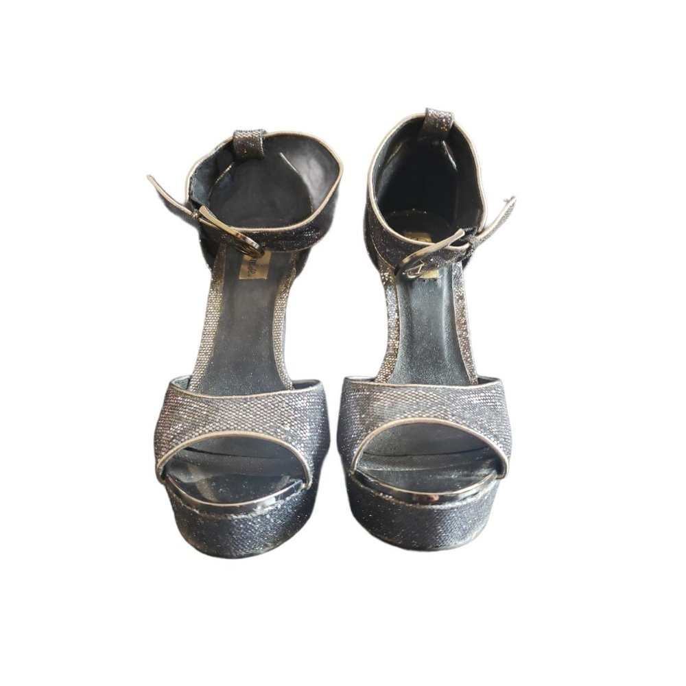 Silver Metallic Platform Stiletto Heels Size 6